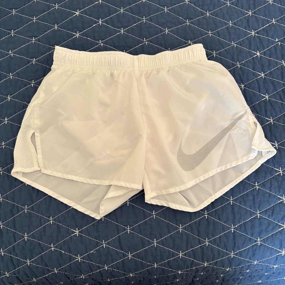 Nike White Athletic Shorts with Elastic Waistband